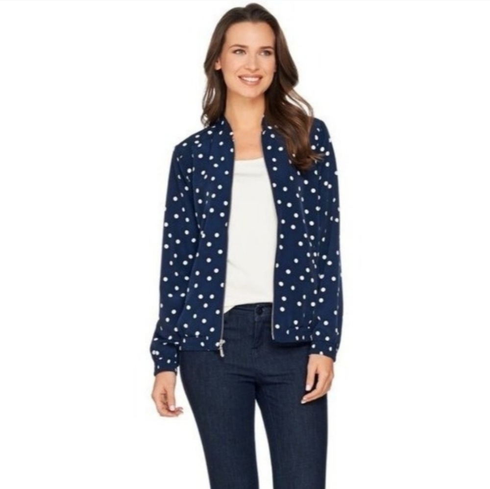 Susan Graver Blue and White Polka Dot Jacket
